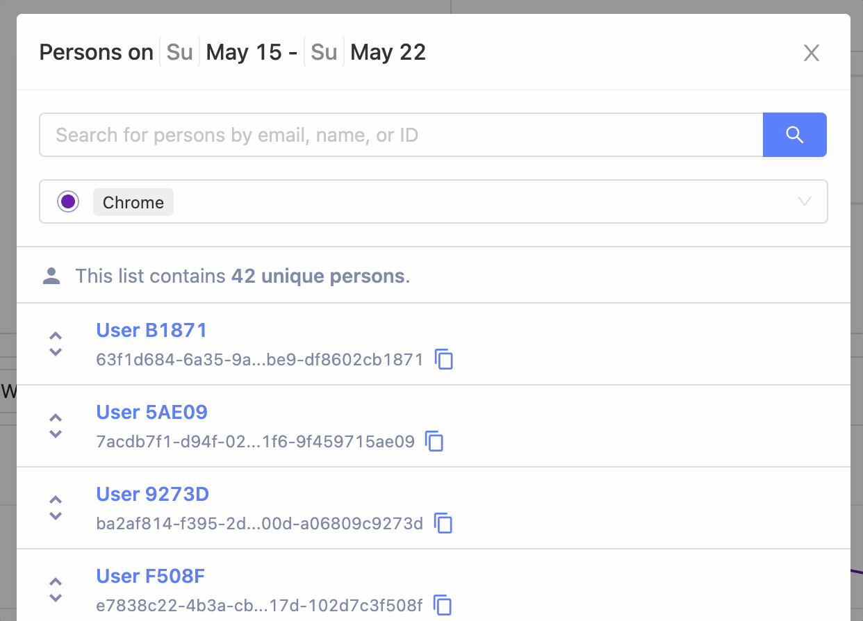 Switching between series in the persons modal